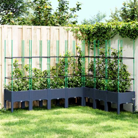 Jardinière avec treillis-Pot de fleur bleu gris 200x160x142,5 cm PP