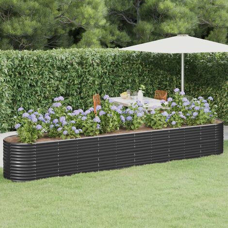 Jardinière Bac A Fleur  Acier enduit de poudre 440x80x68 cm Anthracite 50139