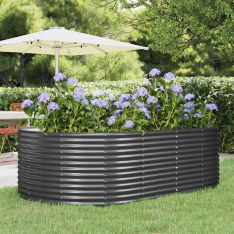 Jardinière Bac A Fleur  Anthracite 212x140x68 cm Acier enduit de poudre 54734