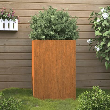 Jardinière Bac A Fleur  Gris 52x48x75 cm Acier corten 90354