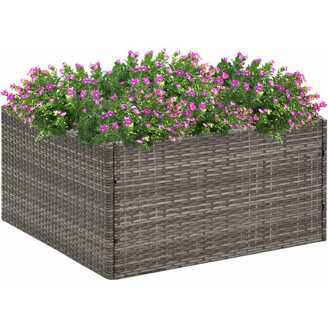 Jardinière Bac A Fleur  Gris 80x80x40 cm Résine tressée 40262