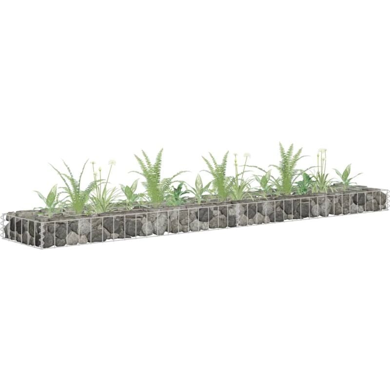 Jardinière, Bac A Fleur, Lit surélevé à gabion Acier galvanisé 180x30x10 cm FR47289 DESIGN IN
