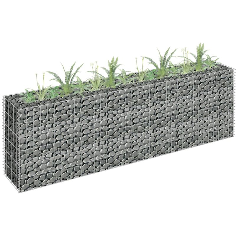 Jardinière à gabion. Bac à fleurs, Lit surélevé de jardin acier galvanisé 180x30x60 cm pjhr23992 design in