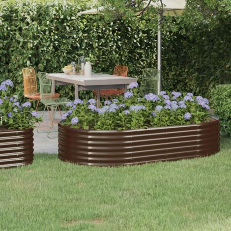 Jardinière, Bac A Fleur, Lit surélevé de jardin Acier enduit de poudre marron FR53651 DESIGN IN
