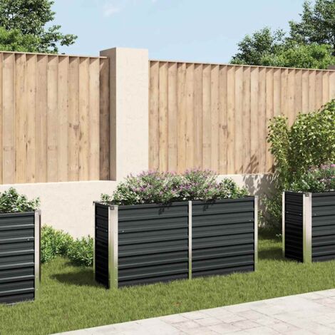 Jardinière Bac A Fleur  Lit surélevé de jardin Anthracite 160x40x77 cm Acier galvanisé 66745