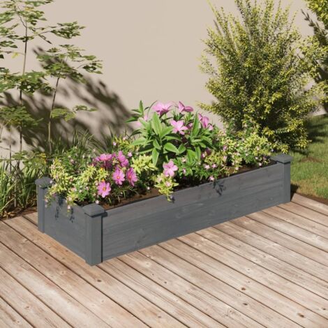 Jardinière Bac A Fleur  Lit surélevé de jardin doublure 120x45x25 cm bois massif sapin 57156