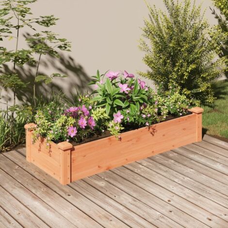Jardinière Bac A Fleur  Lit surélevé de jardin doublure 120x45x25 cm bois massif sapin 67389