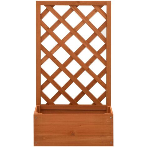 Jardinière Bac à fleurs à treillis de jardin Orange 50x25x90cm Bois de sapin