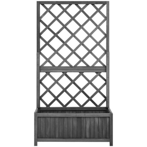 Jardinière  Bac à fleurs à treillis jardin Noir 70x30x135 cm Bois de sapin