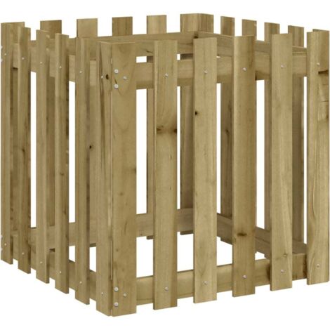 Jardinière  Bac à fleurs avec design de clôture 60x60x60 cm pin imprégné
