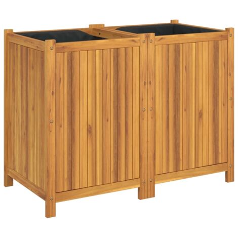 Jardinière  Bac à fleurs avec doublure 100x50x75 cm bois massif d'acacia