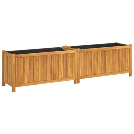 Jardinière  Bac à fleurs avec doublure 199x38,5x50 cm bois massif d'acacia