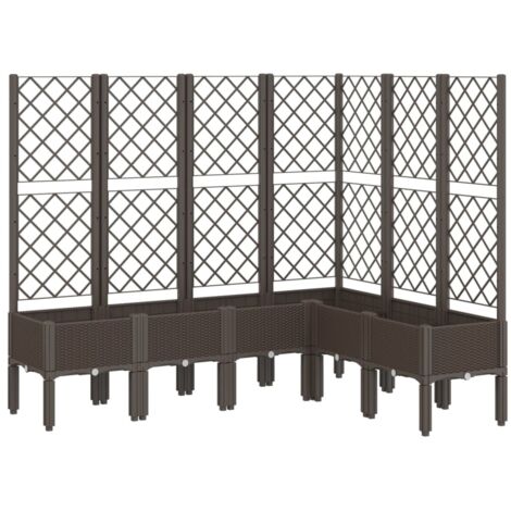 Jardinière  Bac à fleurs avec treillis marron 160x120x142 cm PP