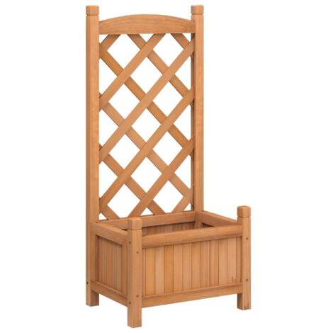 Jardinière  Bac à fleurs avec treillis marron bois massif de sapin