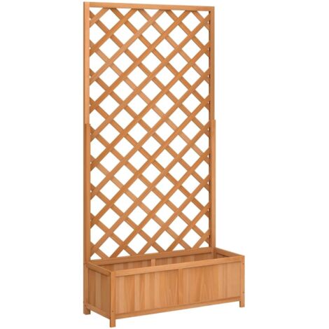 Jardinière  Bac à fleurs avec treillis marron bois massif de sapin