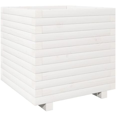 Jardinière  Bac à fleurs blanc 50x50x49,5 cm bois de pin massif