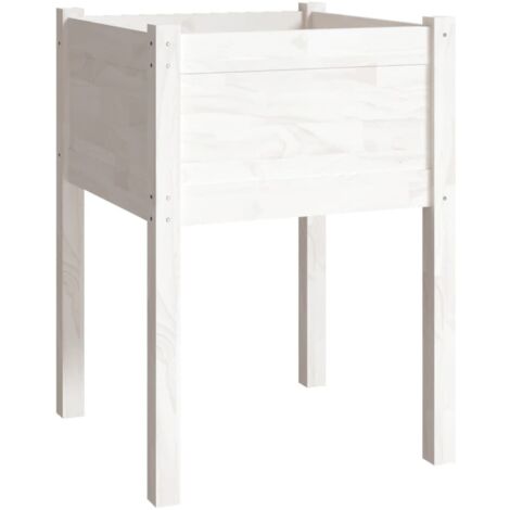 Jardinière  Bac à fleurs Blanc 50x50x70 cm Bois de pin massif