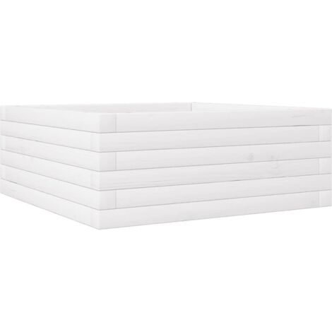 Jardinière  Bac à fleurs blanc 60x60x23 cm bois de pin massif