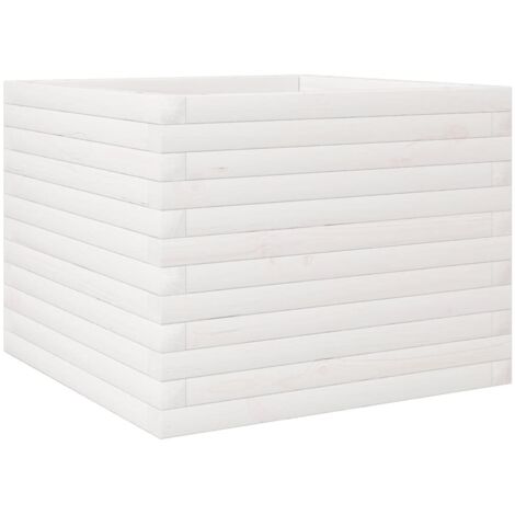 Jardinière  Bac à fleurs blanc 60x60x45,5 cm bois de pin massif