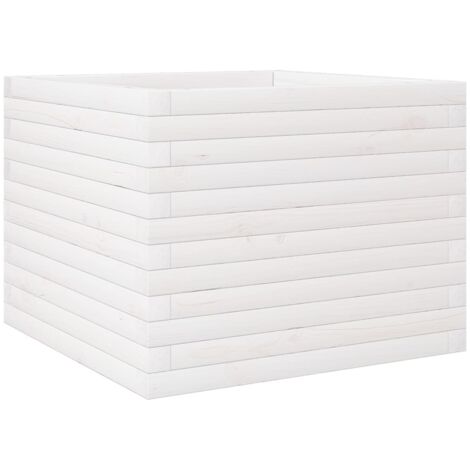 Jardinière  Bac à fleurs blanc 60x60x46 cm bois de pin massif