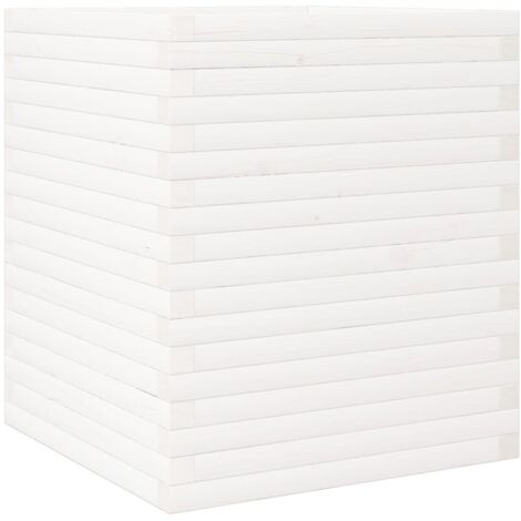 Jardinière  Bac à fleurs blanc 60x60x68,5 cm bois de pin massif