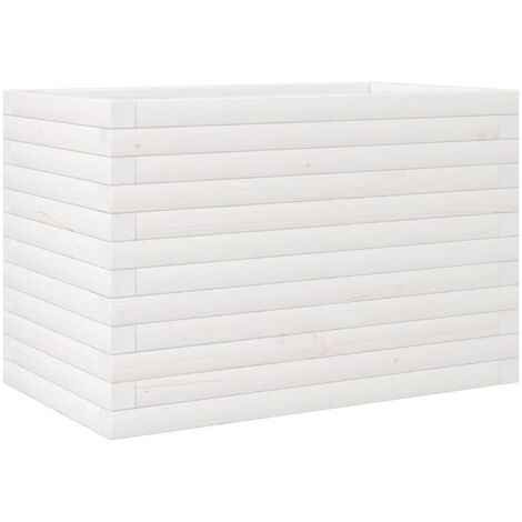 Jardinière  Bac à fleurs blanc 70x40x45,5 cm bois de pin massif