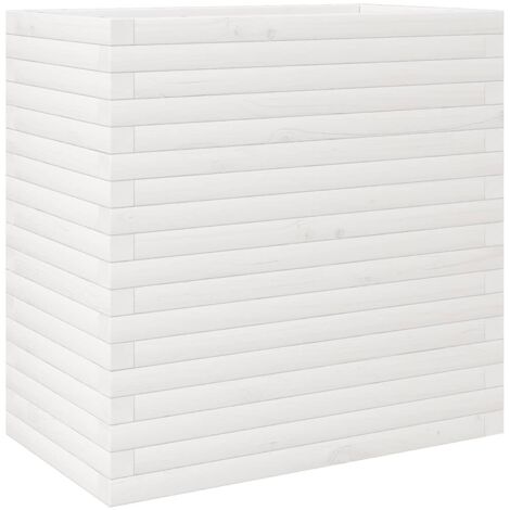 Jardinière  Bac à fleurs blanc 70x40x68,5 cm bois de pin massif