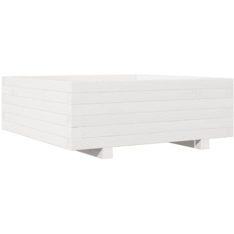Jardinière  Bac à fleurs blanc 70x70x26,5 cm bois de pin massif