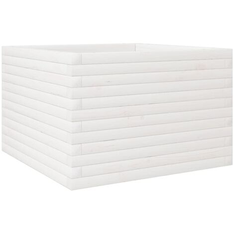 Jardinière  Bac à fleurs blanc 70x70x45,5 cm bois de pin massif