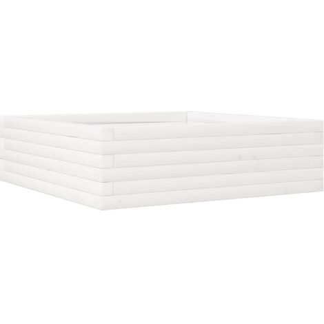 Jardinière  Bac à fleurs blanc 80x80x23 cm bois de pin massif
