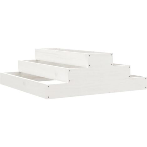 Jardinière  Bac à fleurs Blanc 80x80x27 cm Bois massif de pin