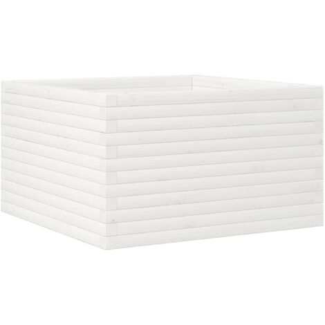 Jardinière  Bac à fleurs blanc 80x80x45,5 cm bois de pin massif