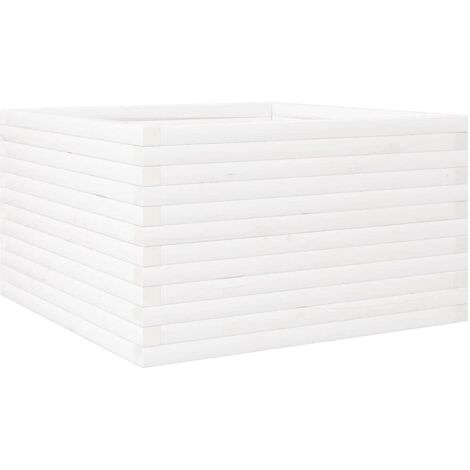 Jardinière  Bac à fleurs blanc 80x80x46 cm bois de pin massif