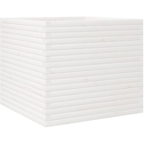 Jardinière  Bac à fleurs blanc 80x80x68,5 cm bois de pin massif