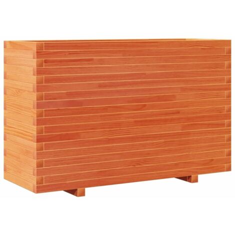 Jardinière  Bac à fleurs cire marron 110x40x72 cm bois de pin massif