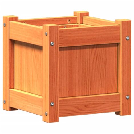 Jardinière  Bac à fleurs cire marron 31x31x31 cm bois de pin massif