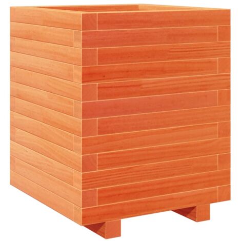Jardinière  Bac à fleurs cire marron 40x40x49,5 cm bois de pin massif