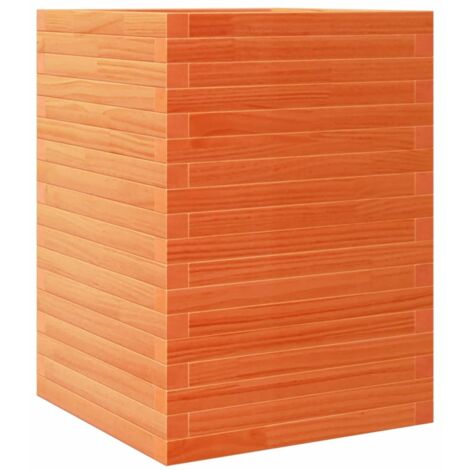 Jardinière  Bac à fleurs cire marron 50x50x68,5 cm bois de pin massif