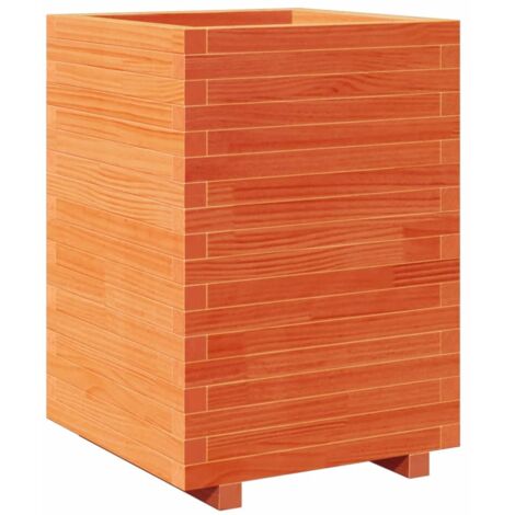 Jardinière  Bac à fleurs cire marron 50x50x72,5 cm bois de pin massif