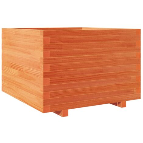 Jardinière  Bac à fleurs cire marron 70x70x49,5 cm bois de pin massif