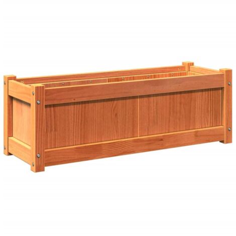 Jardinière  Bac à fleurs cire marron 90x31x31 cm bois de pin massif