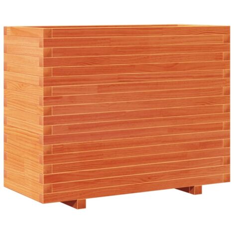 Jardinière  Bac à fleurs cire marron 90x40x72 cm bois de pin massif
