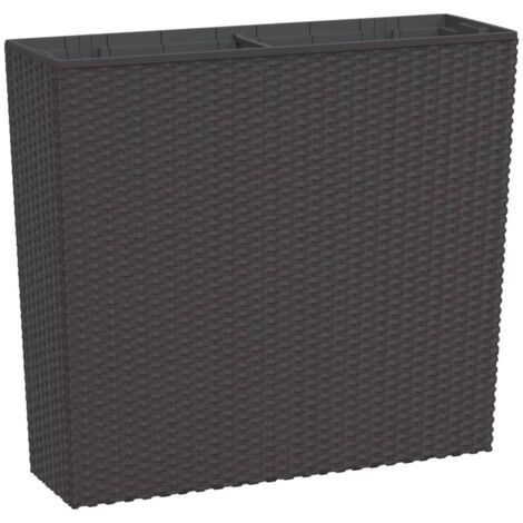 Jardinière  Bac à fleurs et intérieur amovible marron 12 /44 L rotin PP