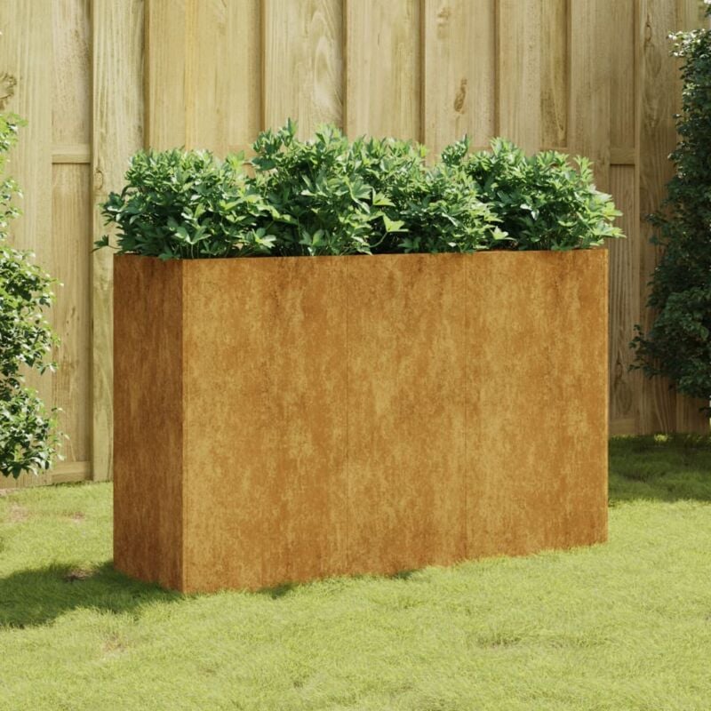 Jardinière, Bac à fleurs, Lit surélevé de jardin 120x40x80 cm acier corten pjhr15430 design in