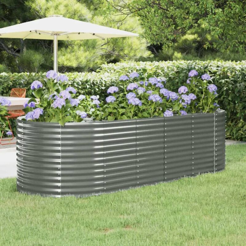 Jardinière, Bac à fleurs, pot de fleurs Acier enduit de poudre 249x100x68cm gris CON2725 design in
