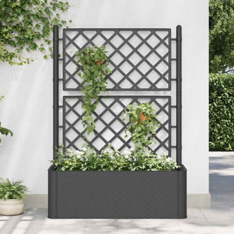 Jardinière, Bac à fleurs, Lit surélevé de jardin treillis système d'arrosage anthracite pjhr70301 DESIGN IN