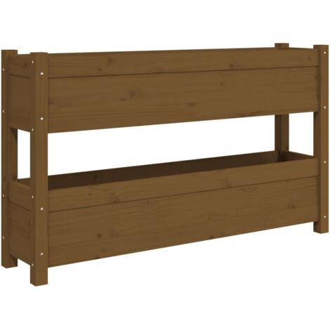 Jardinière  Bac à fleurs Marron miel 112x25x66 cm Bois massif de pin