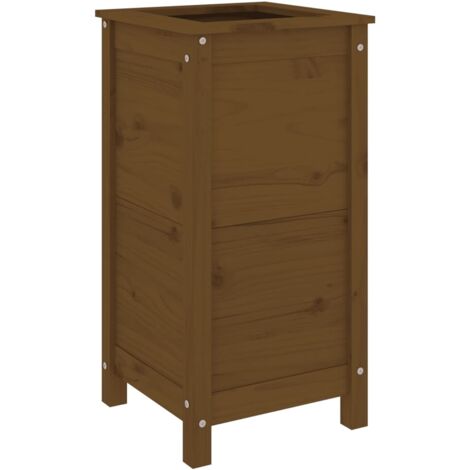 Jardinière  Bac à fleurs marron miel 40x40x78 cm bois massif de pin