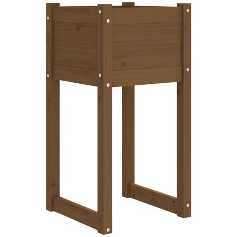 Jardinière  Bac à fleurs Marron miel 40x40x81 cm Bois massif de pin