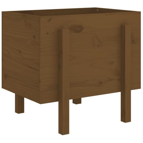 Jardinière  Bac à fleurs marron miel 62x50x57 cm bois massif de pin